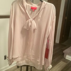 CL Jennifer Lopez Neutral Blouse with beaded cuffs